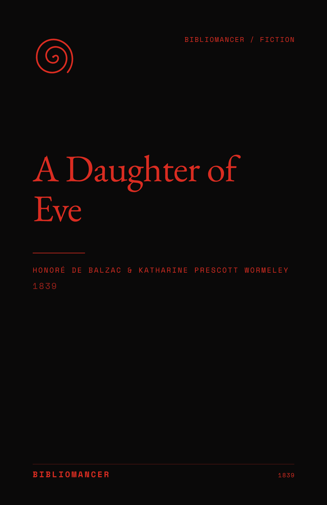 A Daughter of Eve by Honoré de Balzac — Bibliomancer edition cover