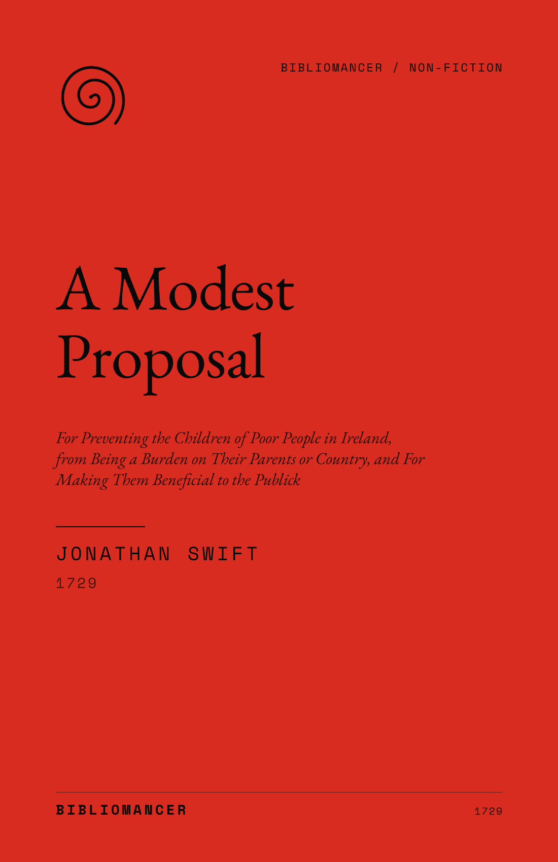 A Modest Proposal by Jonathan Swift — Bibliomancer edition cover
