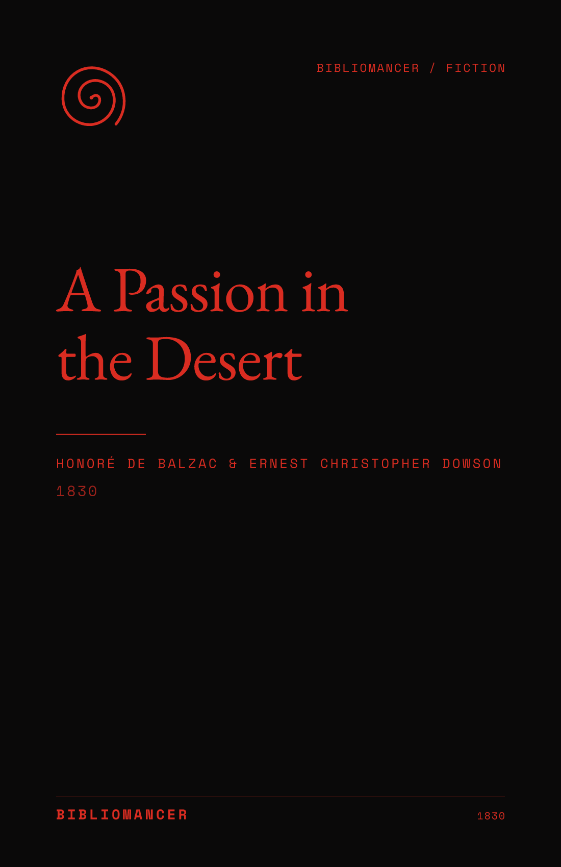 A Passion in the Desert by Honoré de Balzac — Bibliomancer edition cover