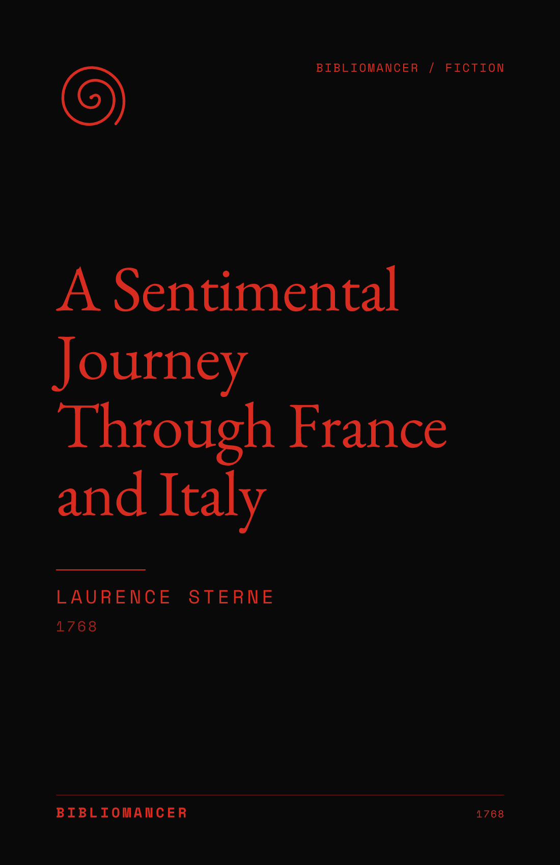 A Sentimental Journey Through France and Italy by Laurence Sterne — Bibliomancer edition cover