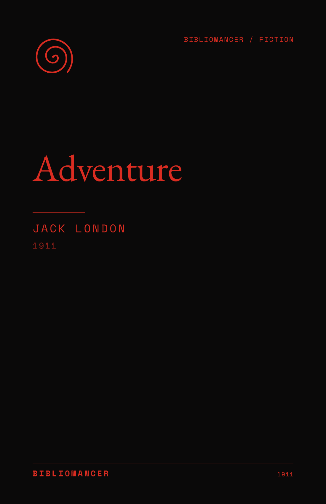 Adventure by Jack London — Bibliomancer edition cover