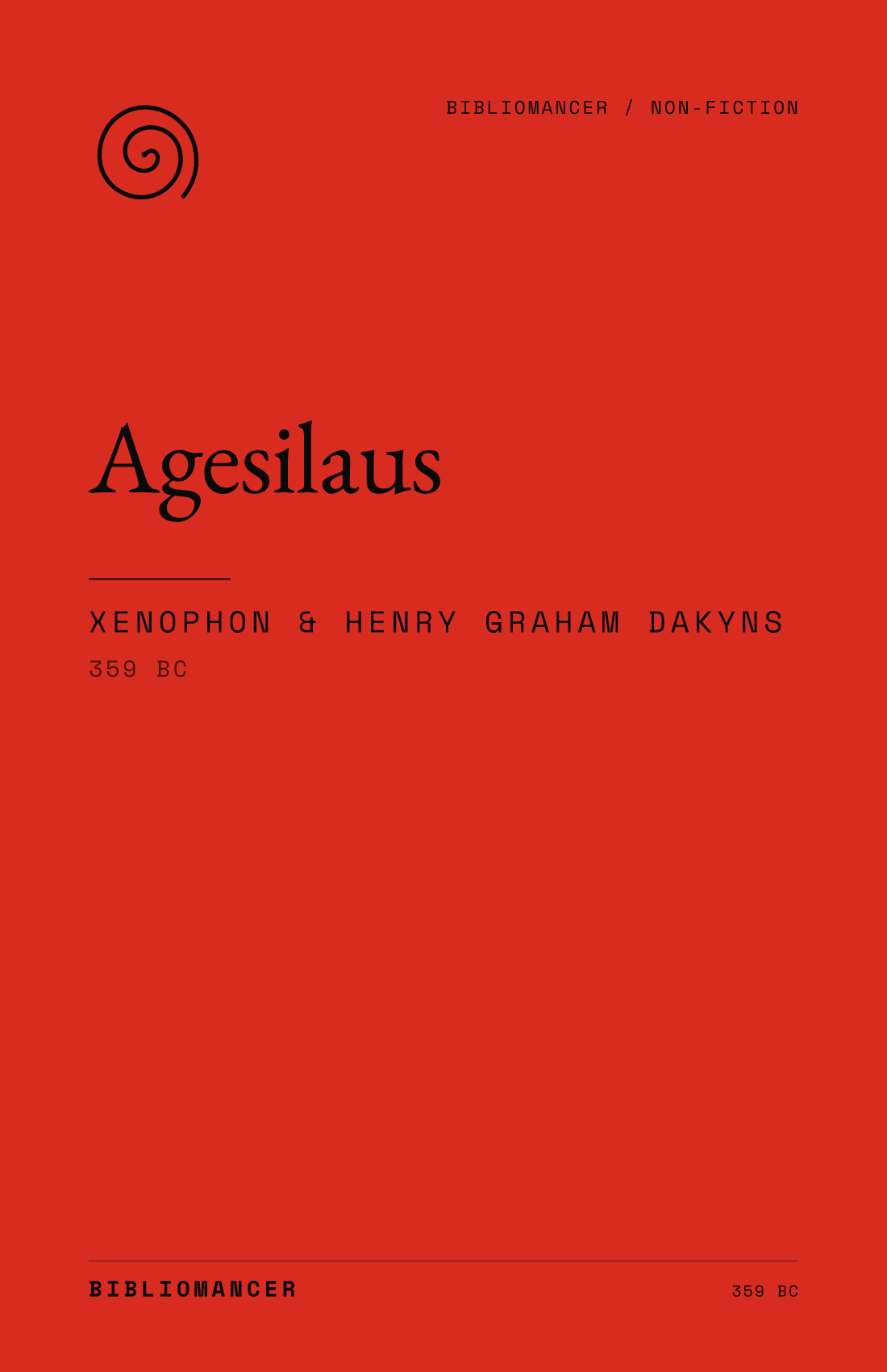 Agesilaus by Xenophon — Bibliomancer edition cover