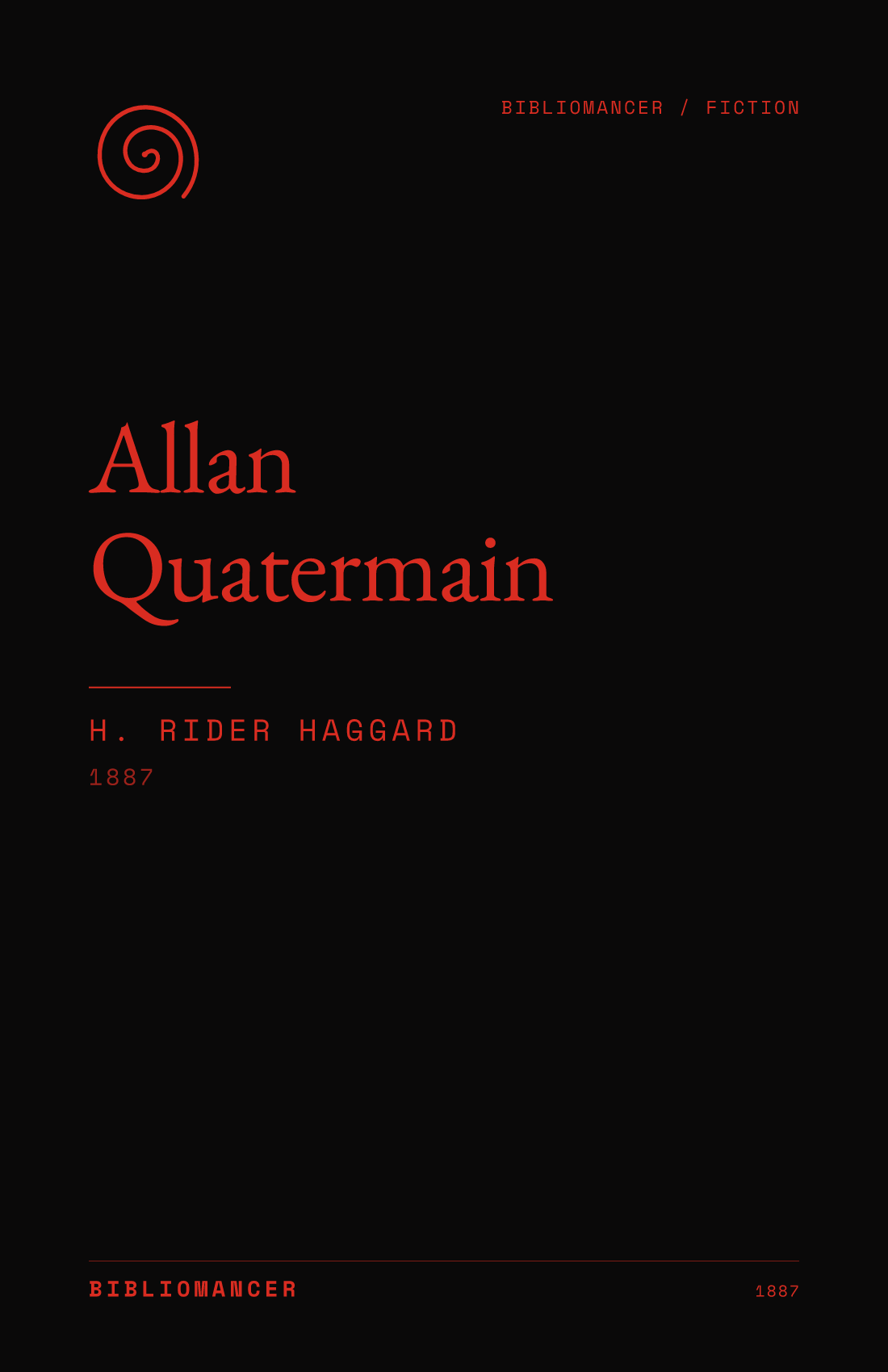 Allan Quatermain by H. Rider Haggard — Bibliomancer edition cover