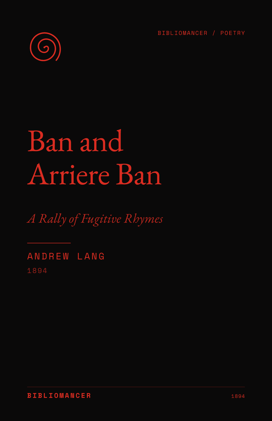 Ban and Arriere Ban by Andrew Lang — Bibliomancer edition cover