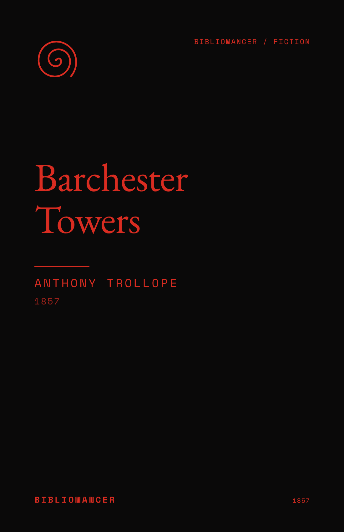 Barchester Towers by Anthony Trollope — Bibliomancer edition cover