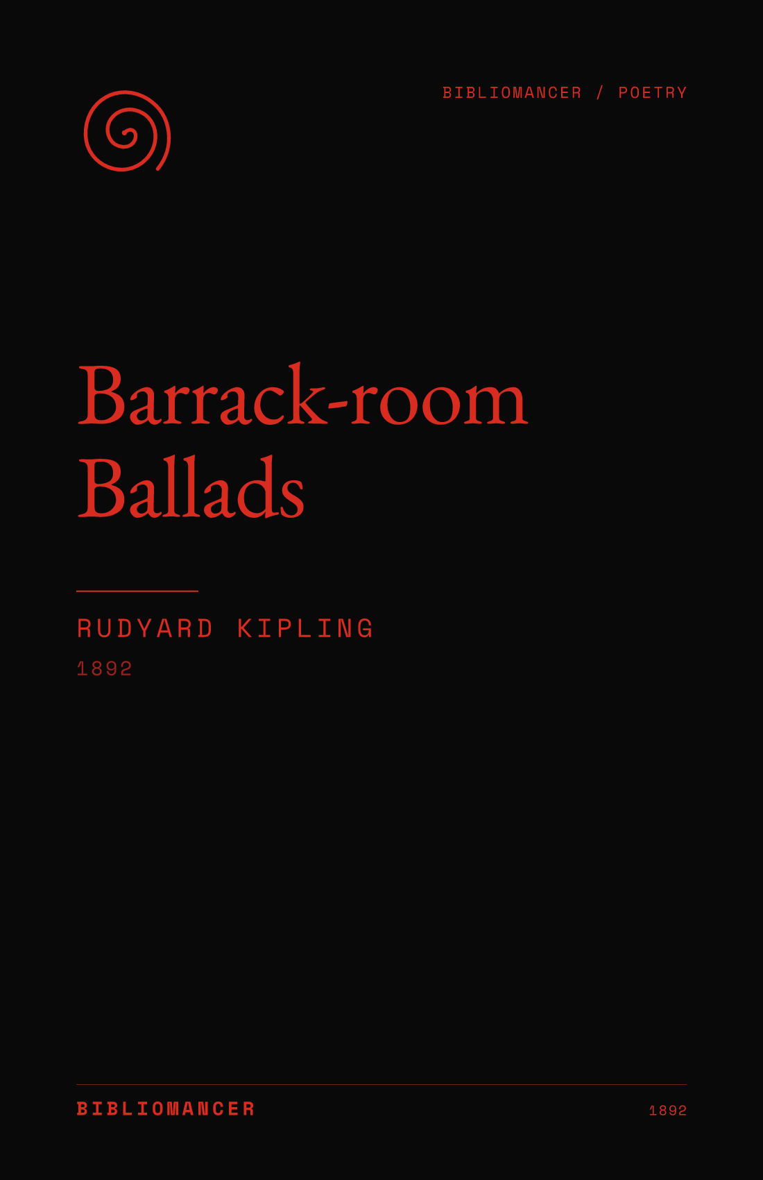 Barrack-room Ballads by Rudyard Kipling — Bibliomancer edition cover