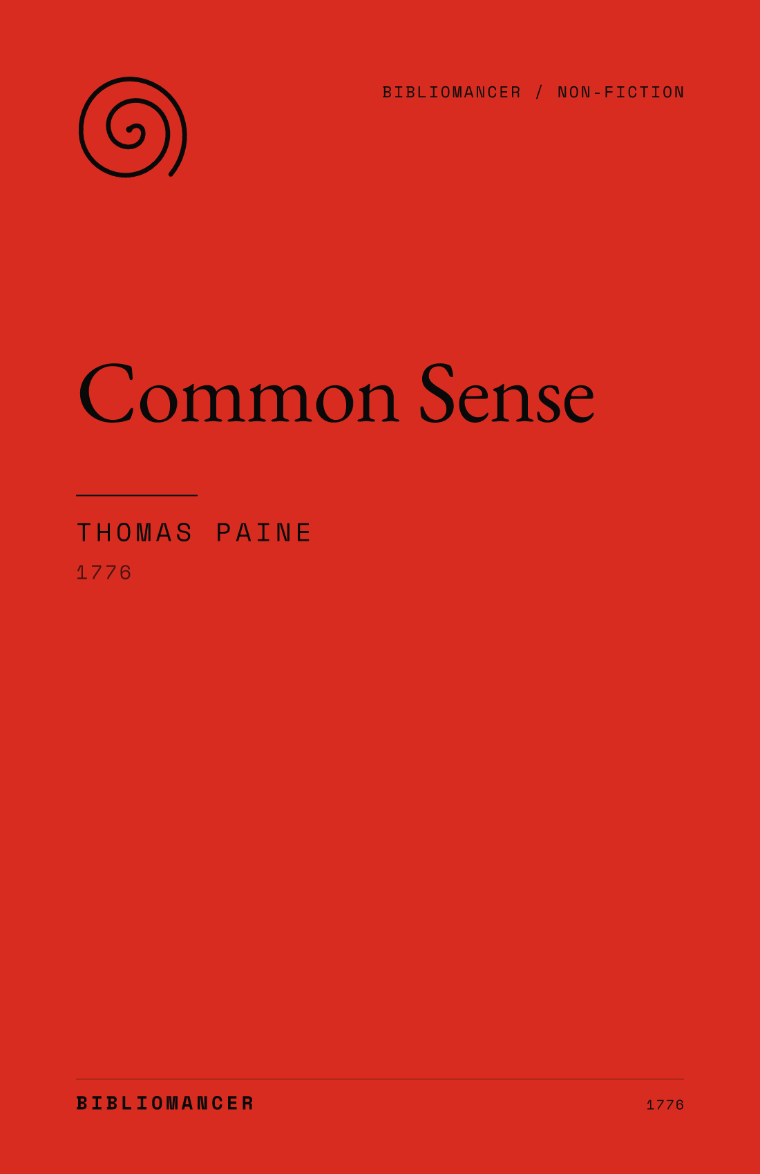 Common Sense by Thomas Paine — Bibliomancer edition cover