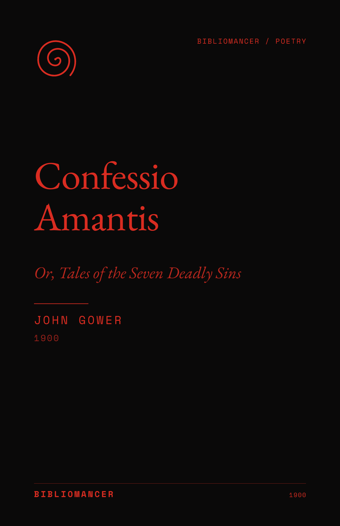 Confessio Amantis by John Gower — Bibliomancer edition cover