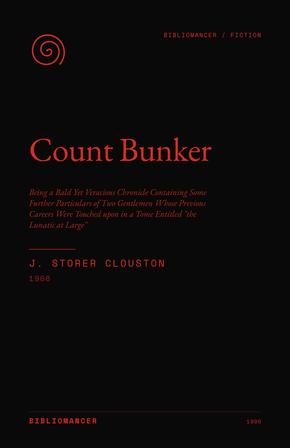 Count Bunker by J. Storer Clouston — Bibliomancer edition cover