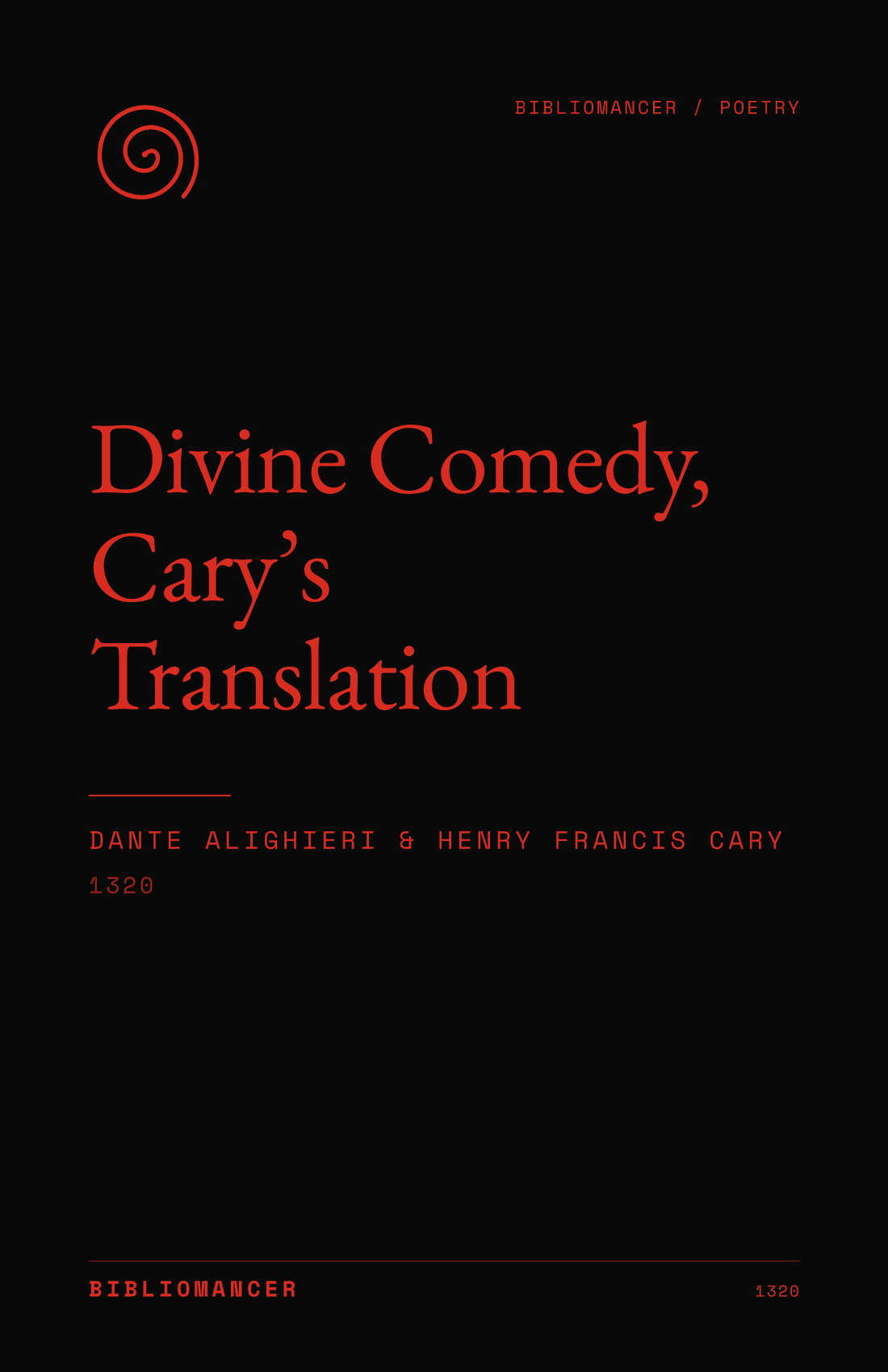 Divine Comedy, Cary’s Translation by Dante Alighieri — Bibliomancer edition cover