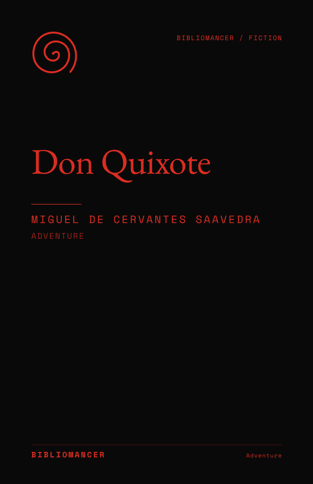 Don Quixote by Miguel de Cervantes Saavedra — Bibliomancer edition cover