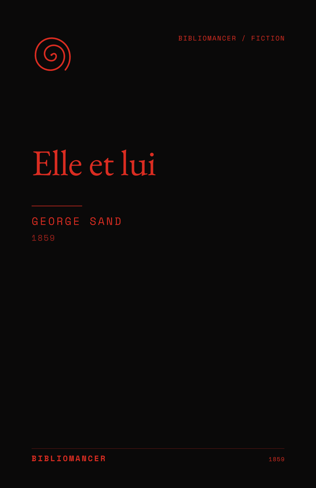Elle et lui by George Sand — Bibliomancer edition cover