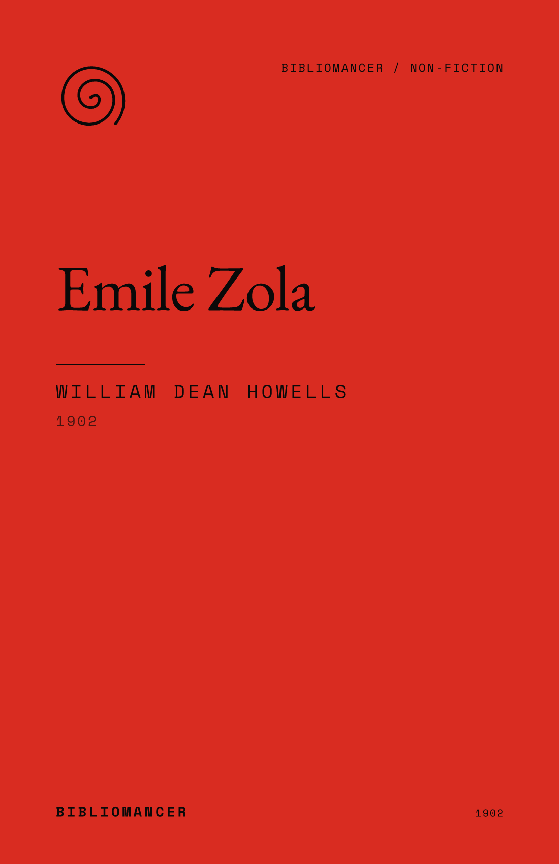 Emile Zola by William Dean Howells — Bibliomancer edition cover