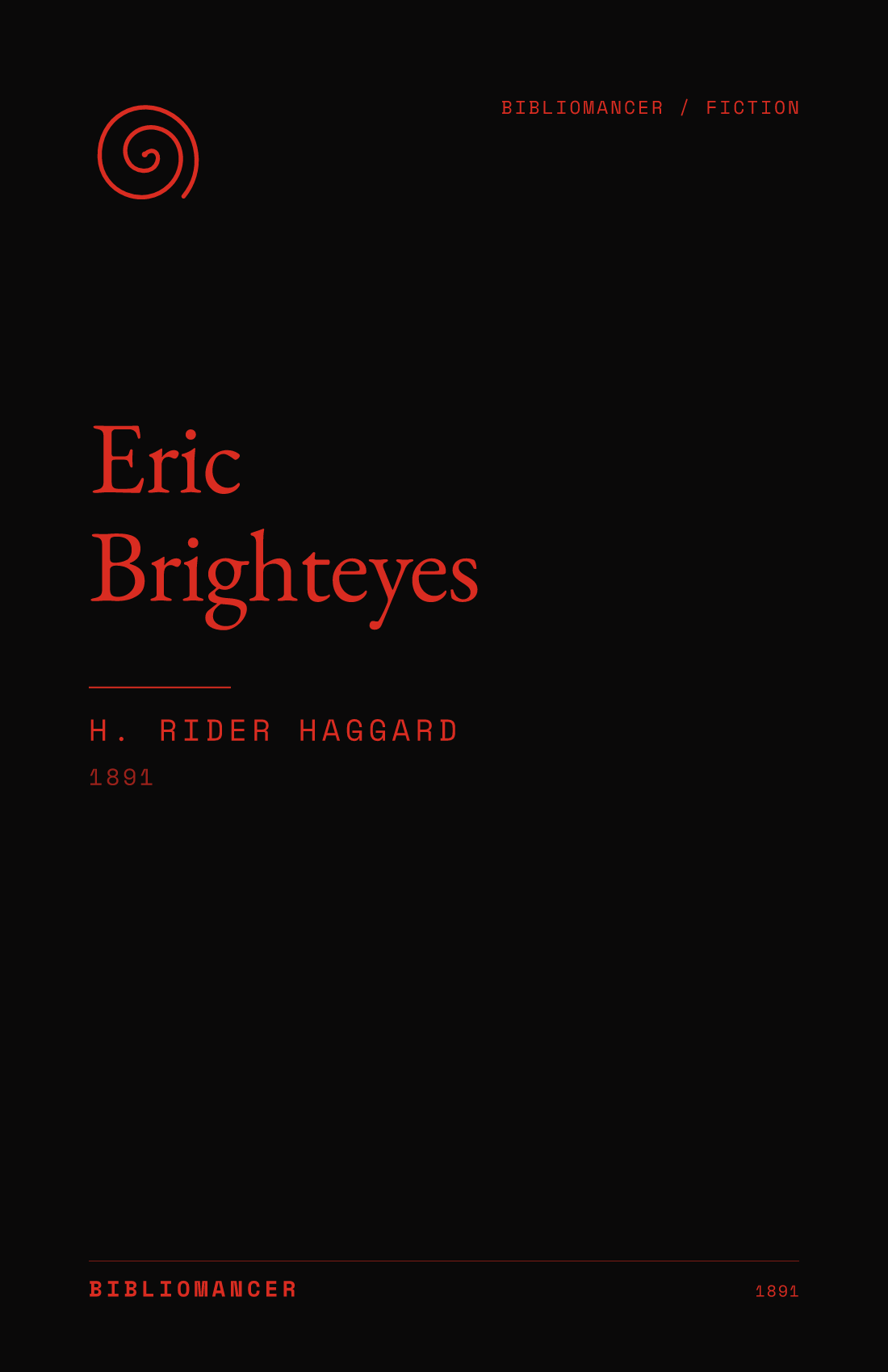 Eric Brighteyes by H. Rider Haggard — Bibliomancer edition cover