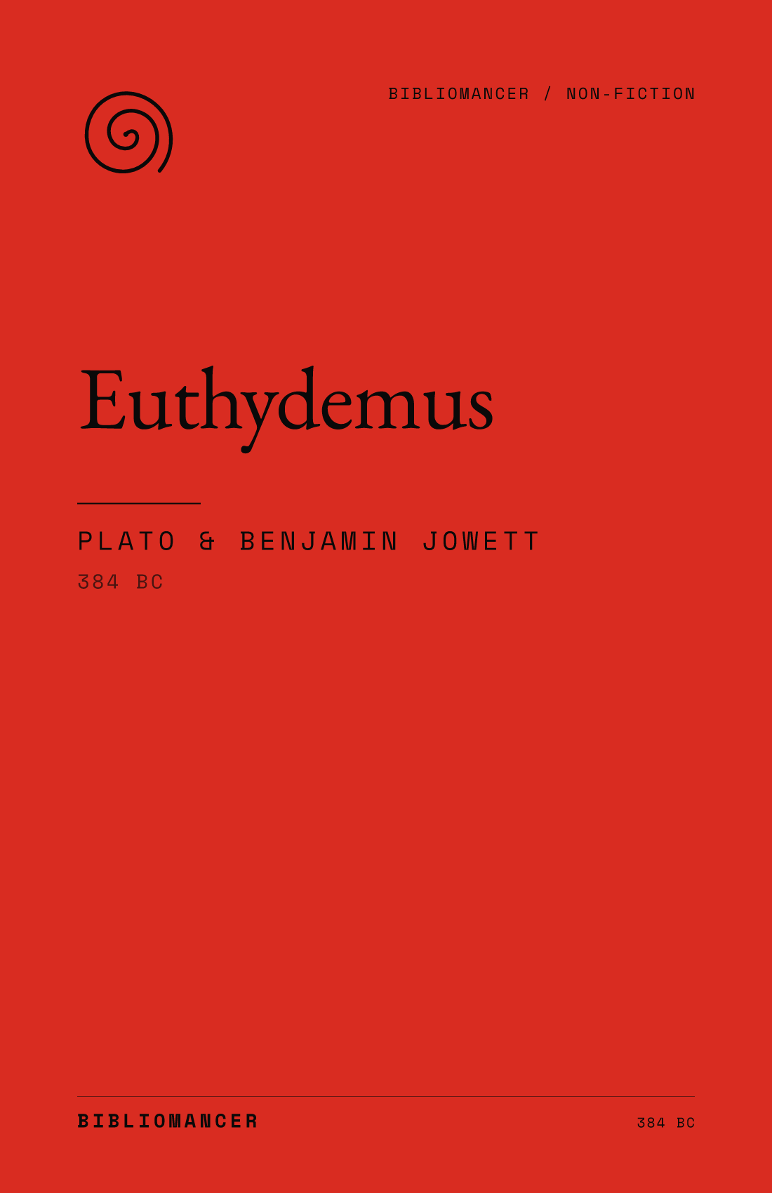 Euthydemus by Plato — Bibliomancer edition cover