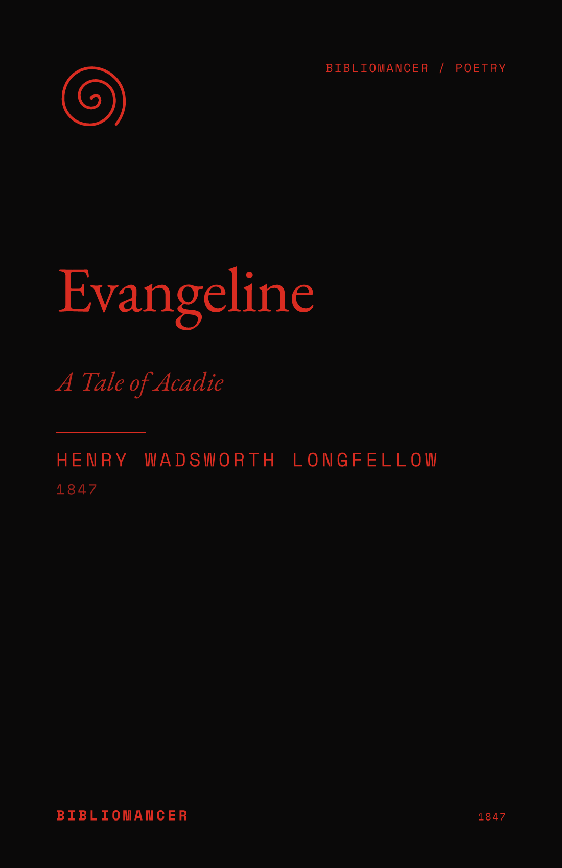 Evangeline by Henry Wadsworth Longfellow — Bibliomancer edition cover