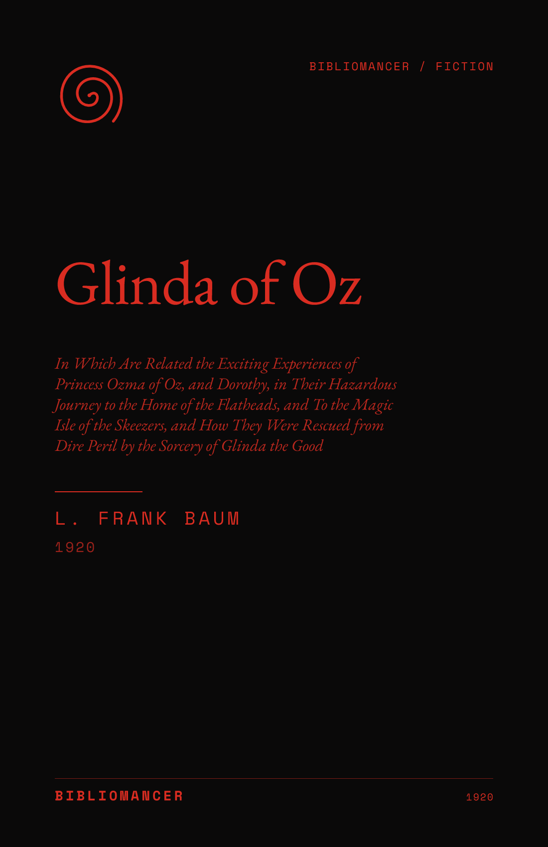 Glinda of Oz by L. Frank Baum — Bibliomancer edition cover