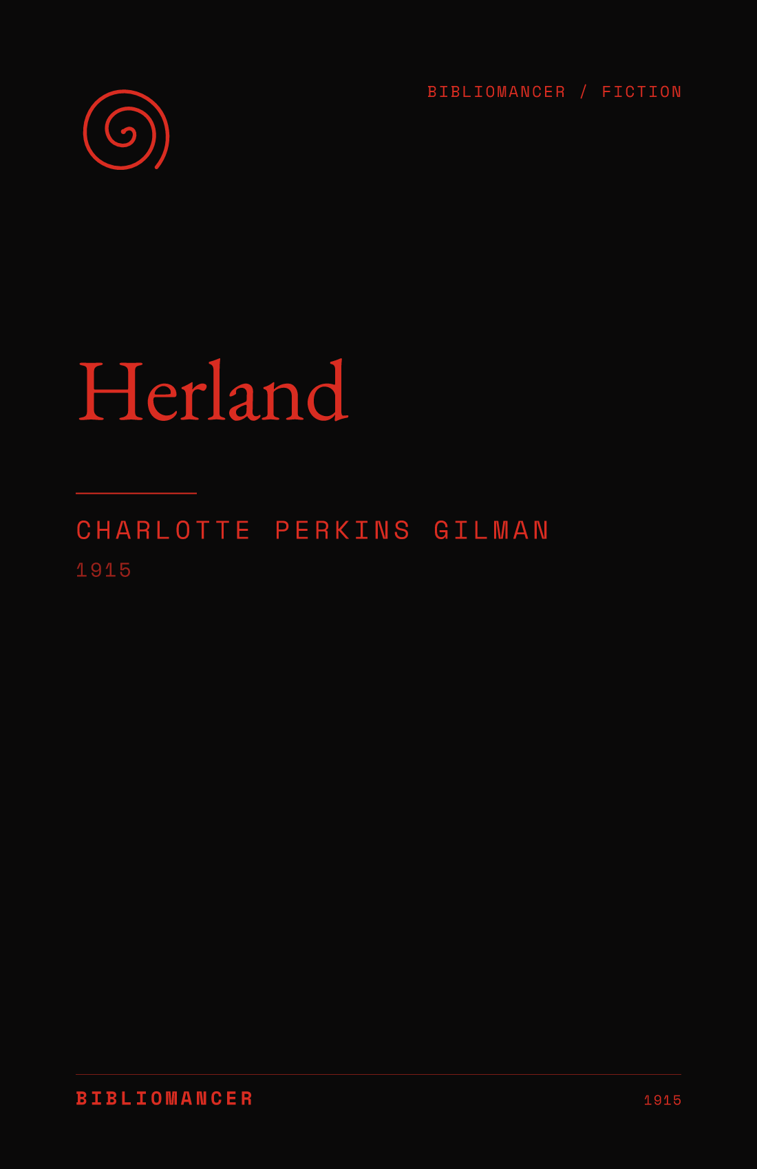 Herland by Charlotte Perkins Gilman — Bibliomancer edition cover