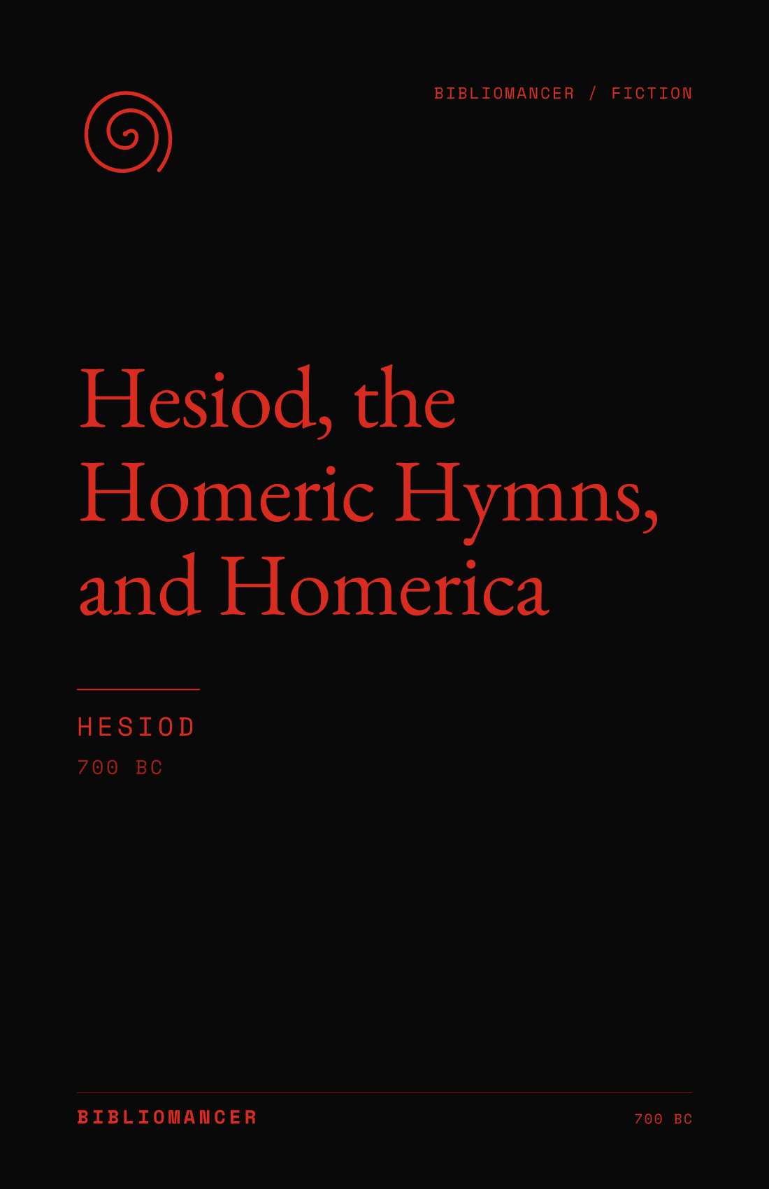 Hesiod, the Homeric Hymns, and Homerica by Hesiod — Bibliomancer edition cover