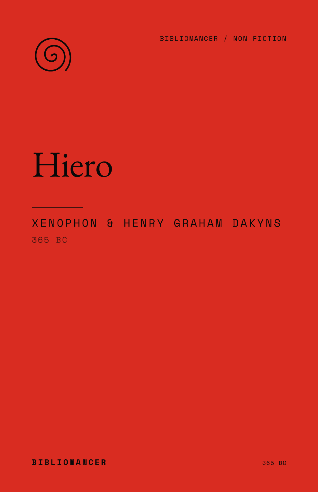 Hiero by Xenophon — Bibliomancer edition cover