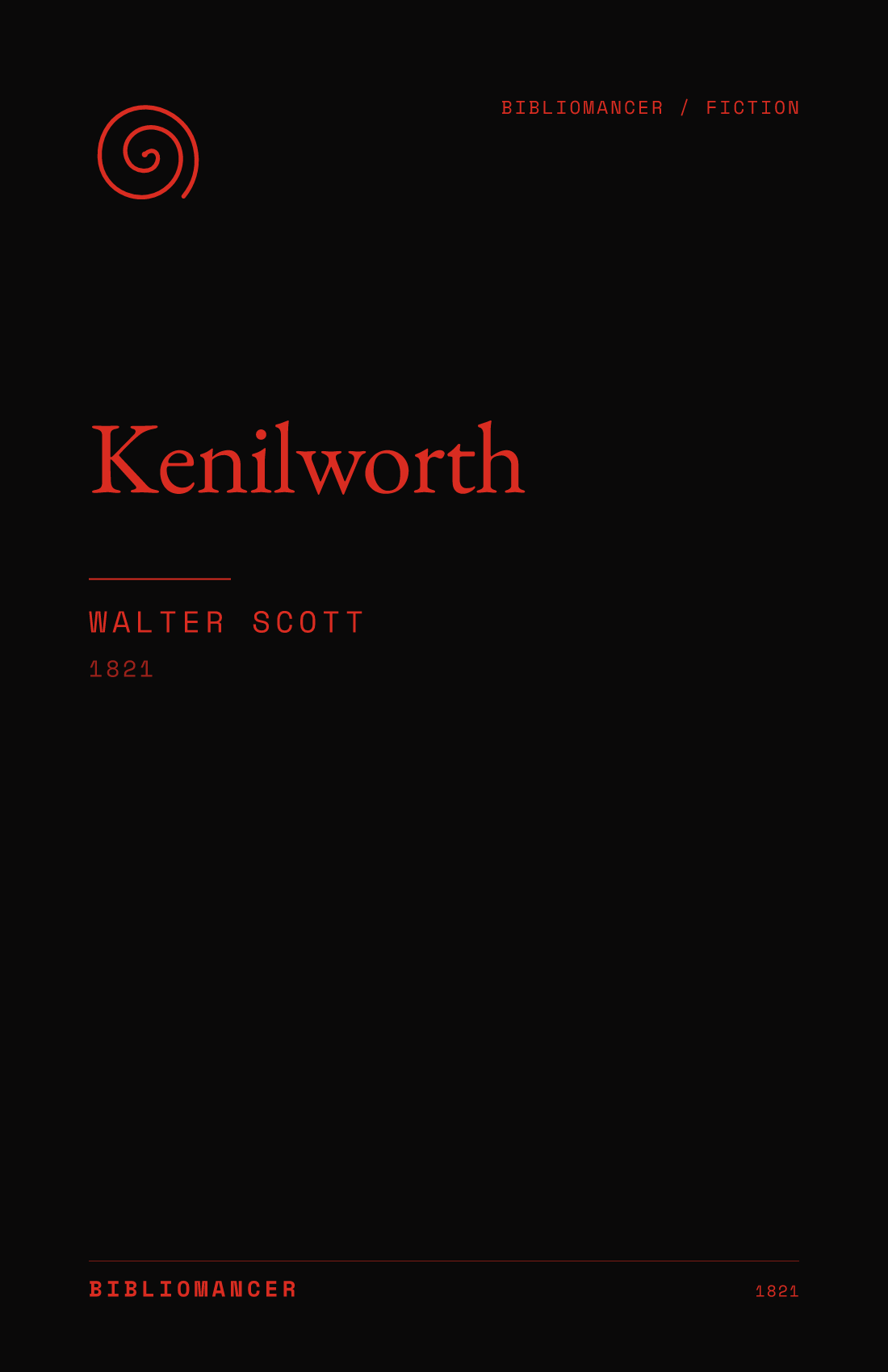 Kenilworth by Walter Scott — Bibliomancer edition cover