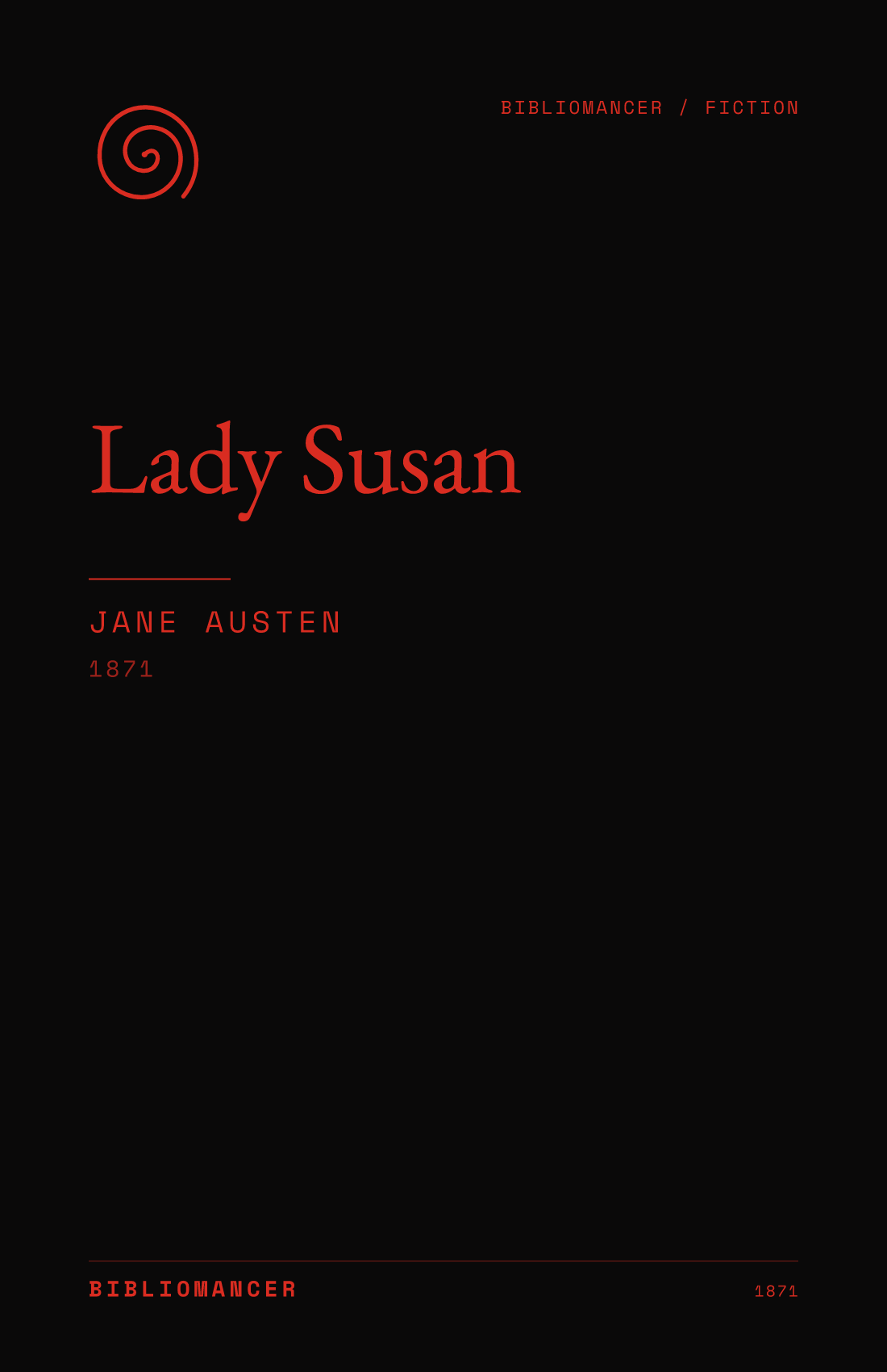 Lady Susan by Jane Austen — Bibliomancer edition cover