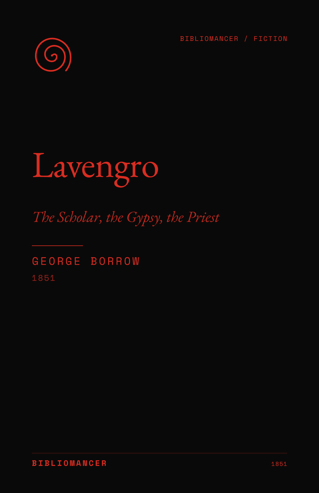 Lavengro by George Borrow — Bibliomancer edition cover