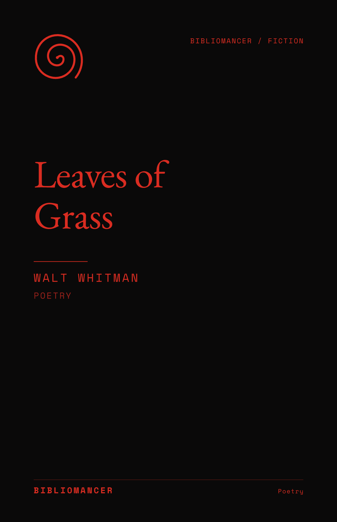 Leaves of Grass by Walt Whitman — Bibliomancer edition cover