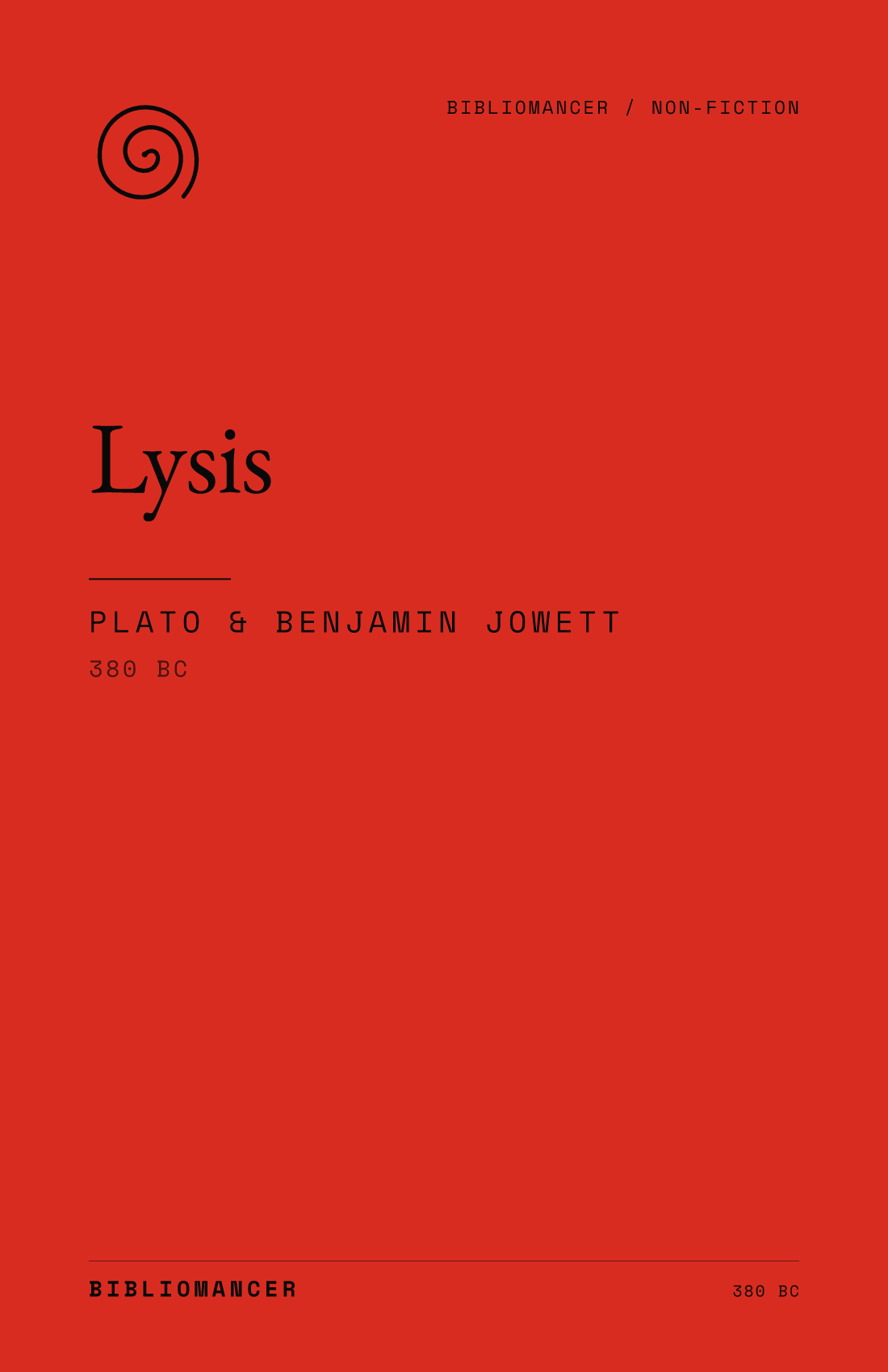 Lysis by Plato — Bibliomancer edition cover