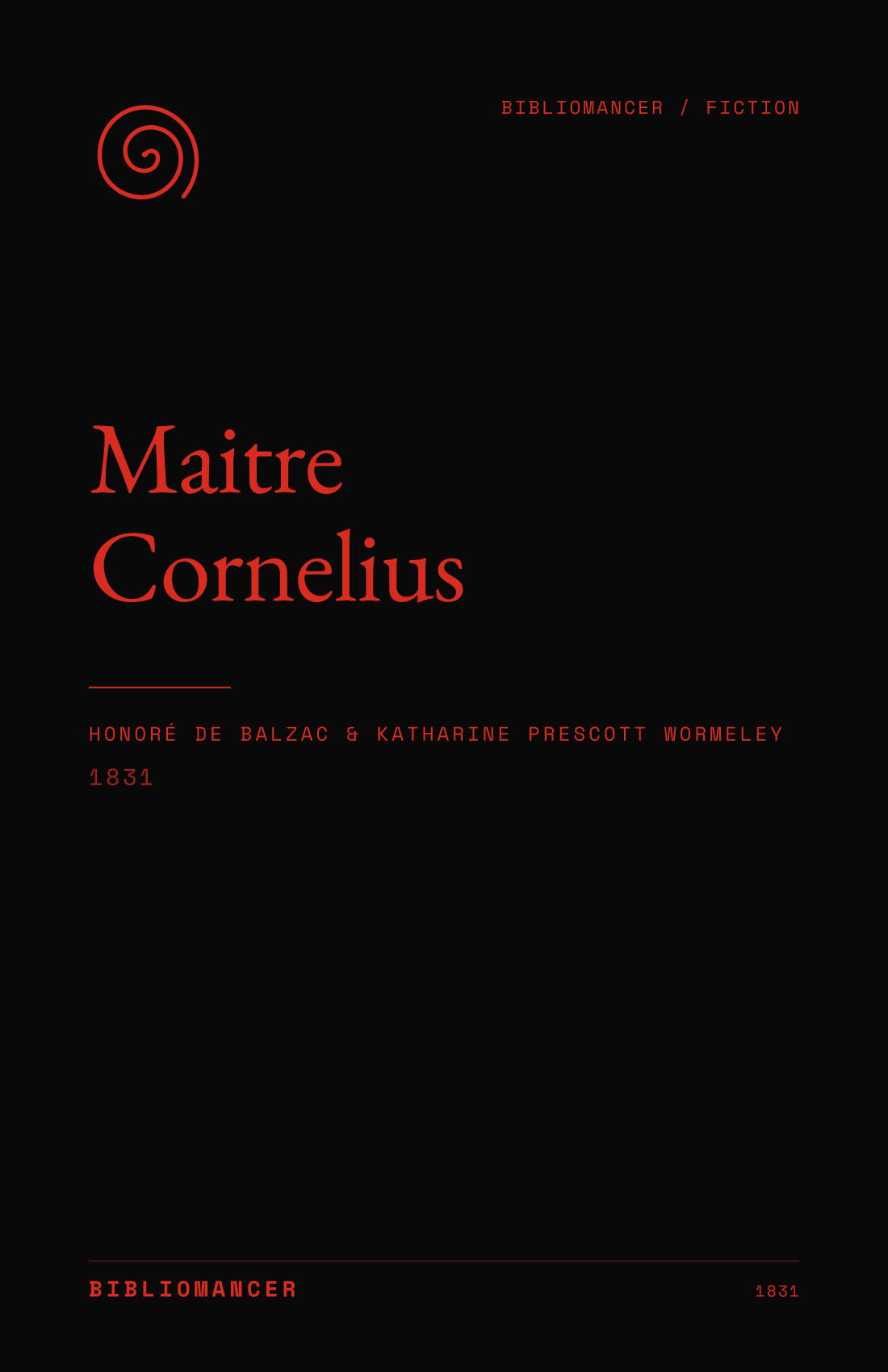 Maitre Cornelius by Honoré de Balzac — Bibliomancer edition cover