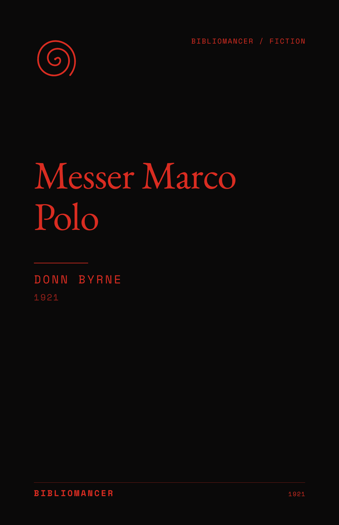 Messer Marco Polo by Donn Byrne — Bibliomancer edition cover