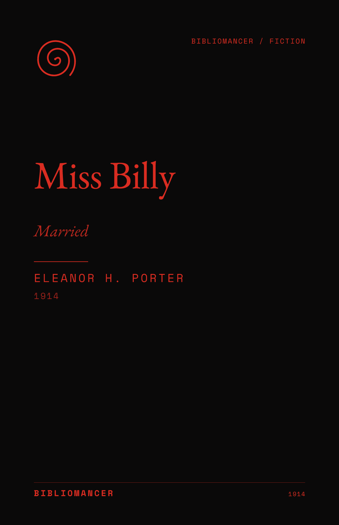 Miss Billy — Married by Eleanor H. Porter — Bibliomancer edition cover