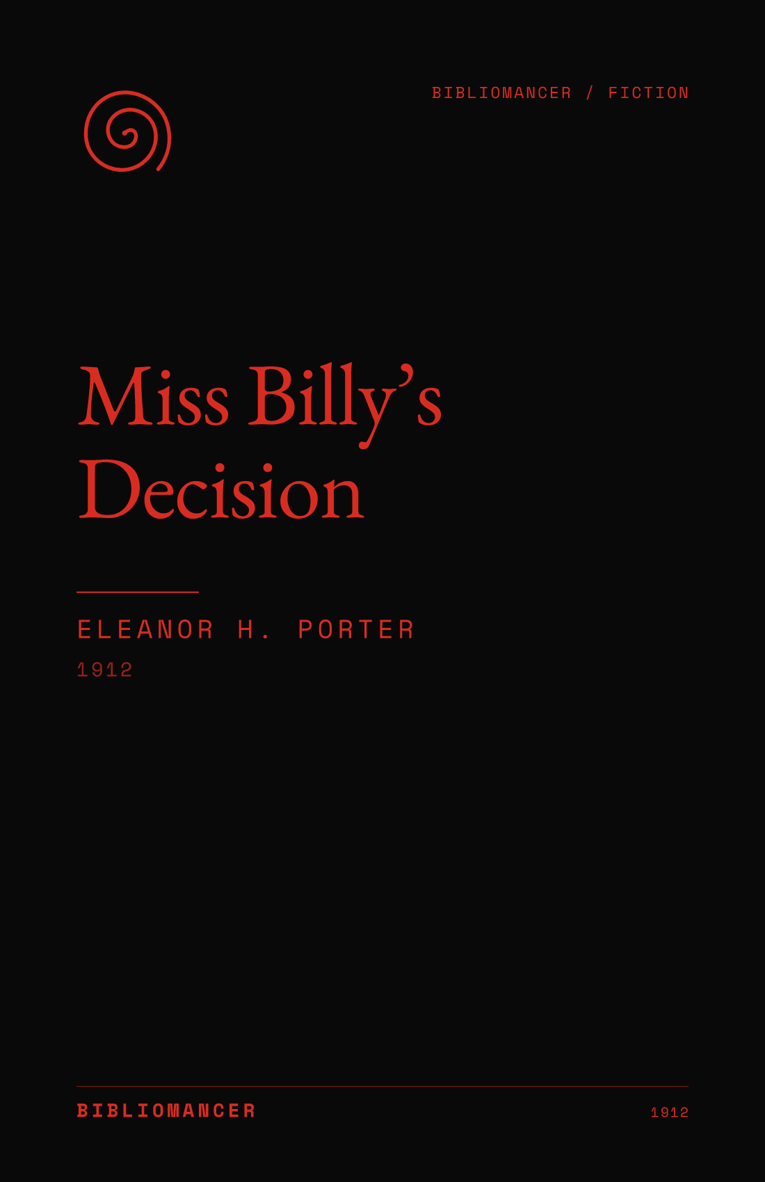 Miss Billy’s Decision by Eleanor H. Porter — Bibliomancer edition cover