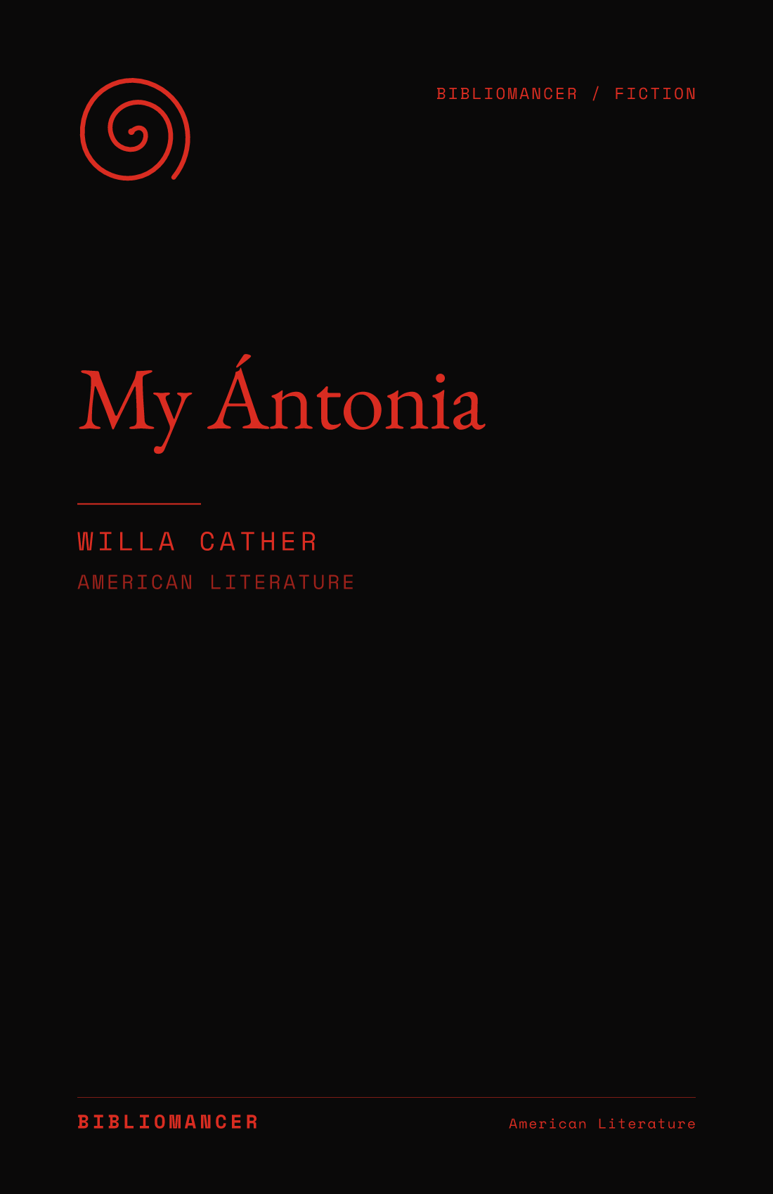 My Ántonia by Willa Cather — Bibliomancer edition cover
