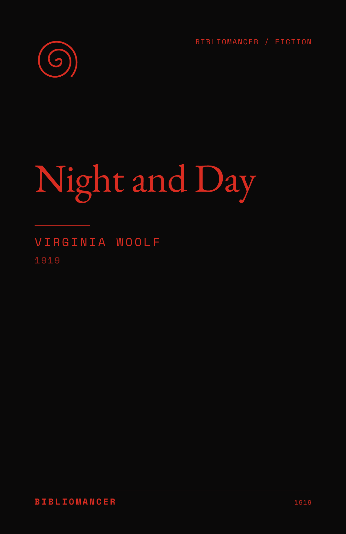 Night and Day by Virginia Woolf — Bibliomancer edition cover