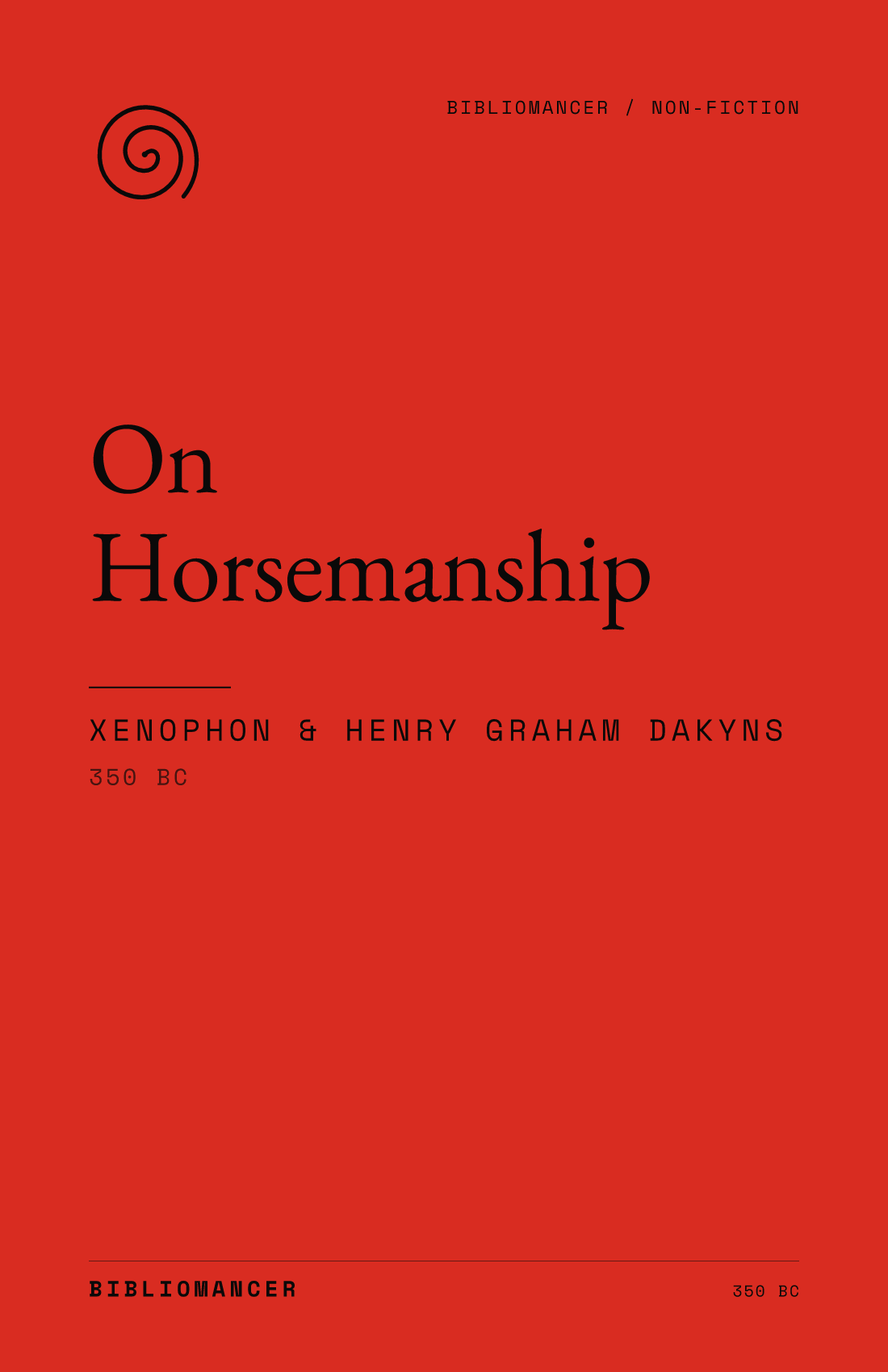 On Horsemanship by Xenophon — Bibliomancer edition cover