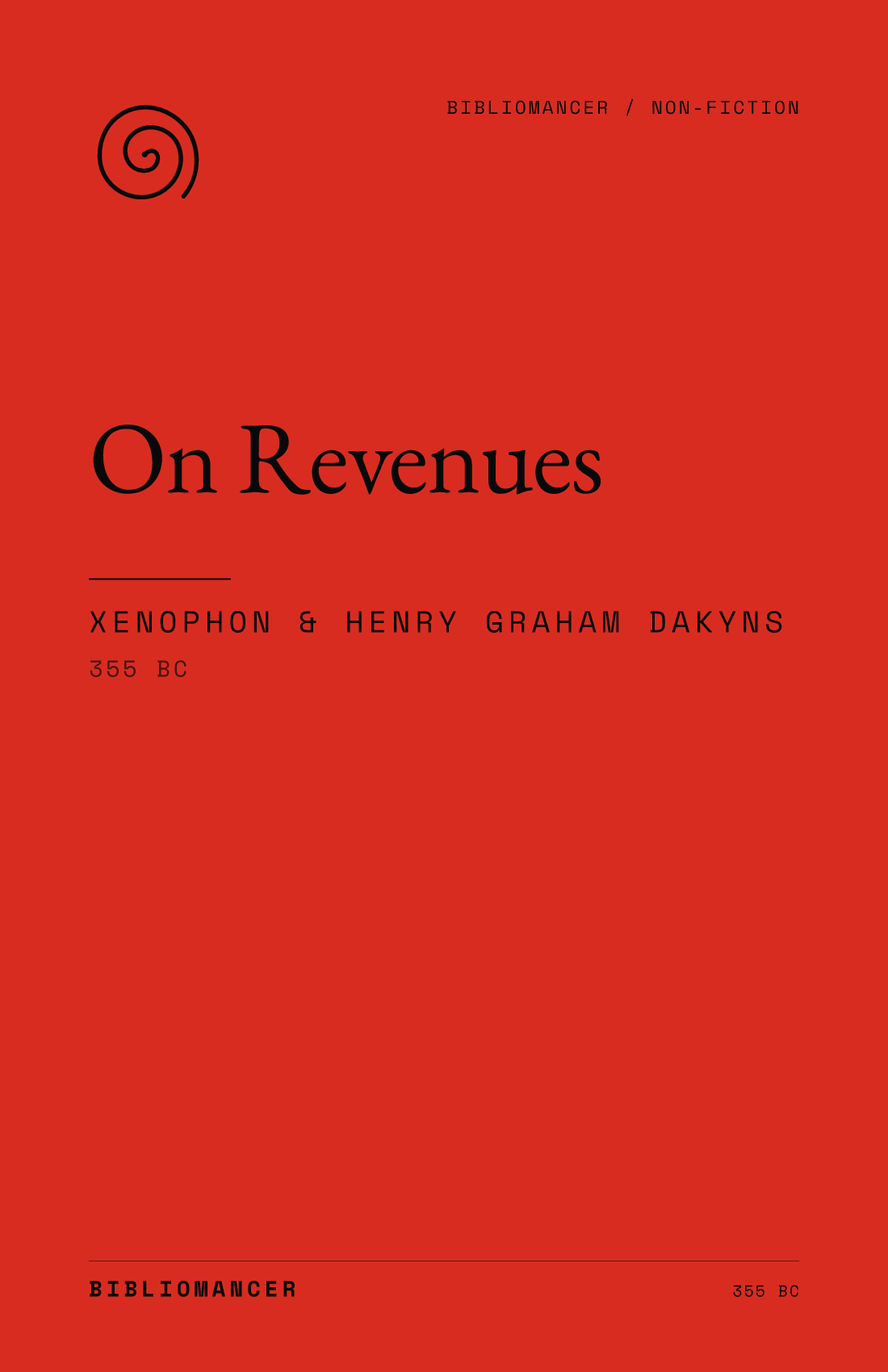 On Revenues by Xenophon — Bibliomancer edition cover