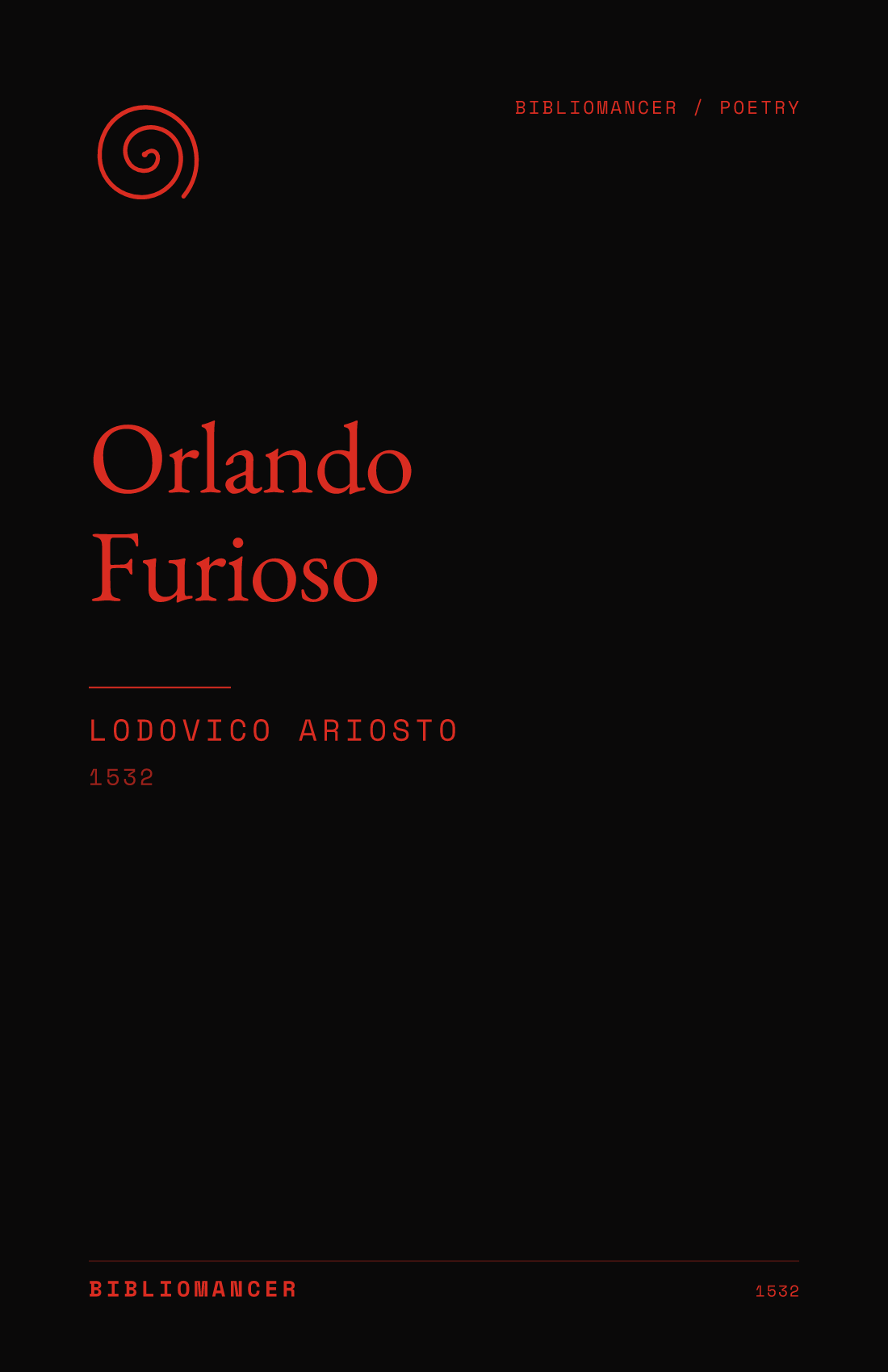 Orlando Furioso by Lodovico Ariosto — Bibliomancer edition cover