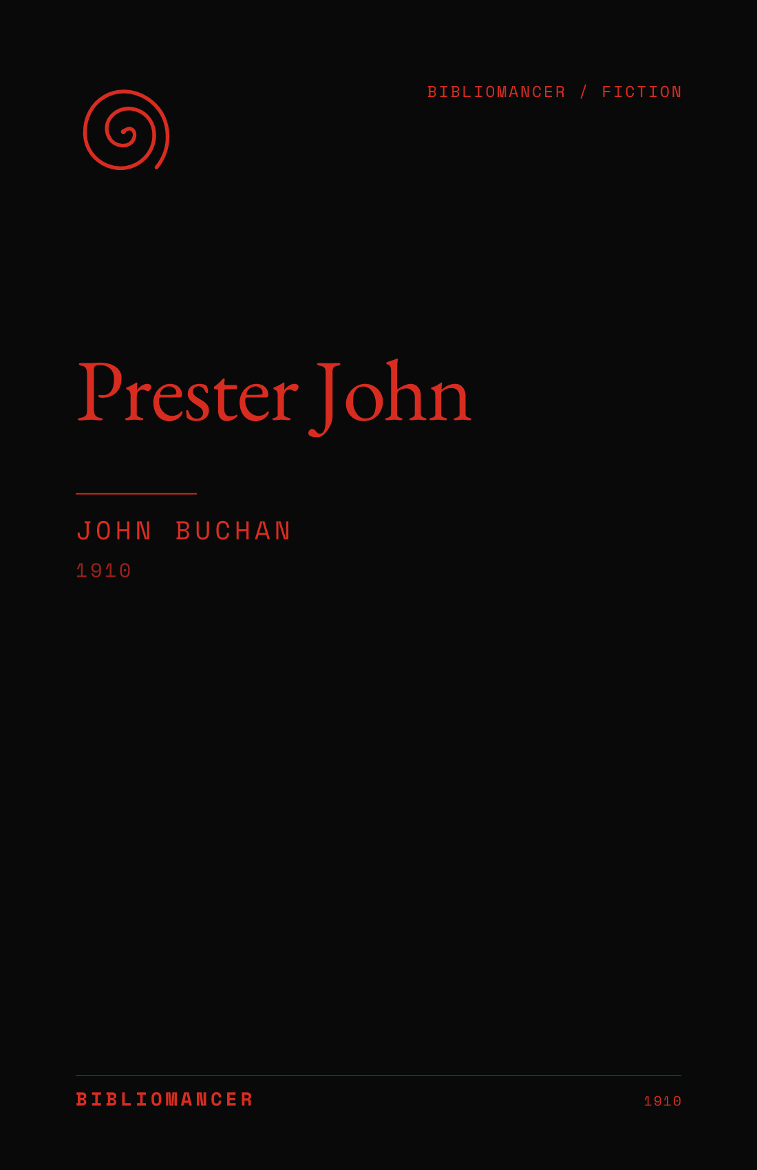 Prester John by John Buchan — Bibliomancer edition cover