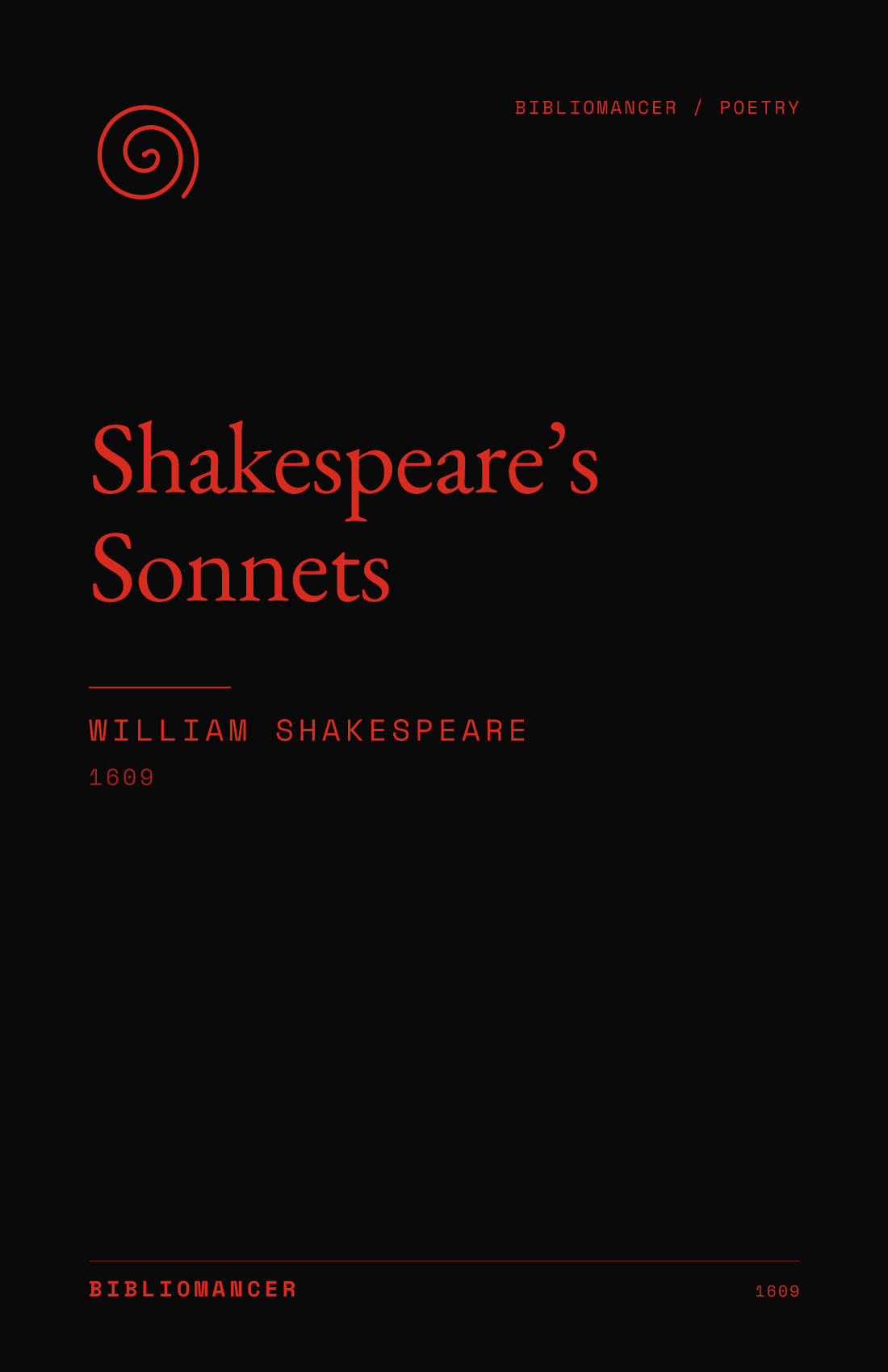 Shakespeare’s Sonnets by William Shakespeare — Bibliomancer edition cover
