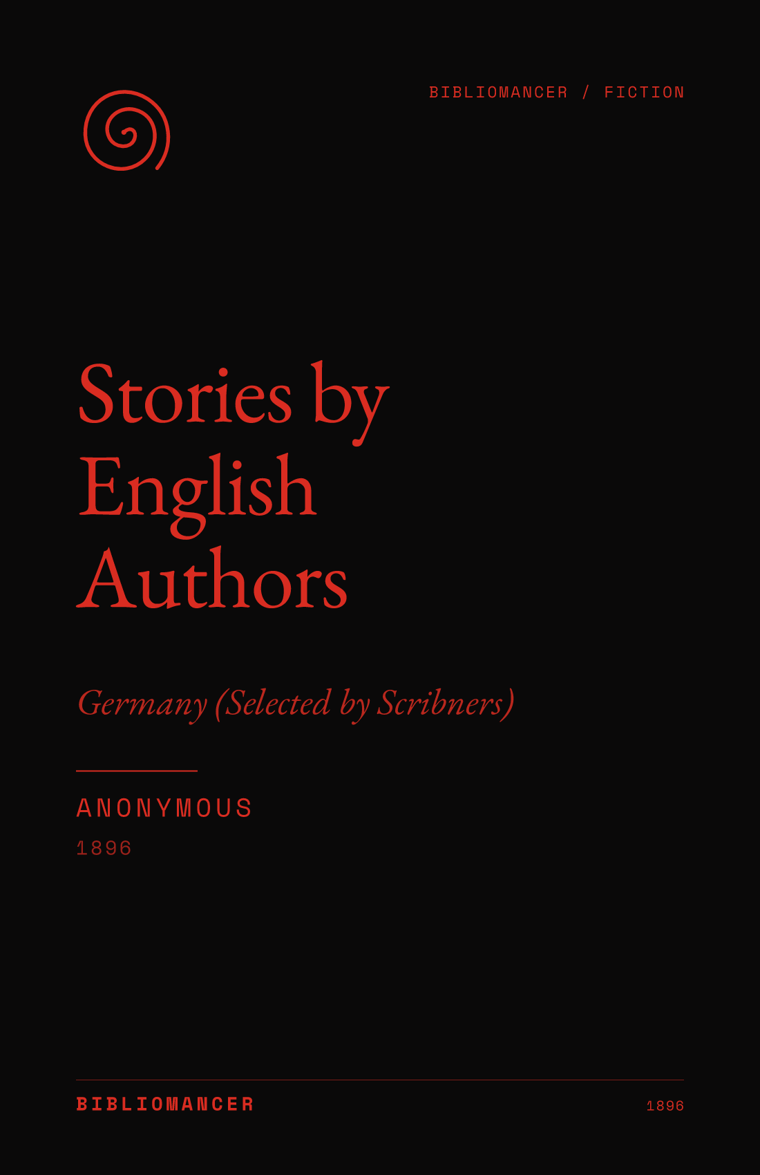 Stories by English Authors by Anonymous — Bibliomancer edition cover