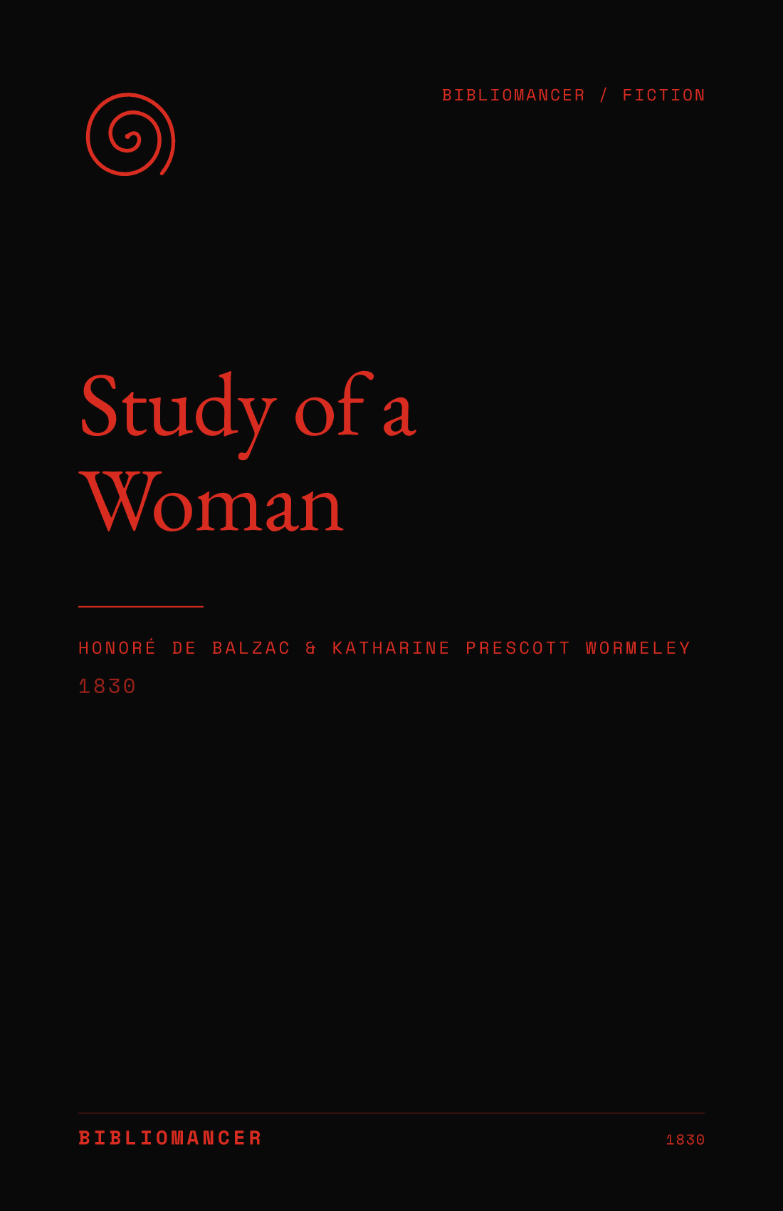 Study of a Woman by Honoré de Balzac — Bibliomancer edition cover