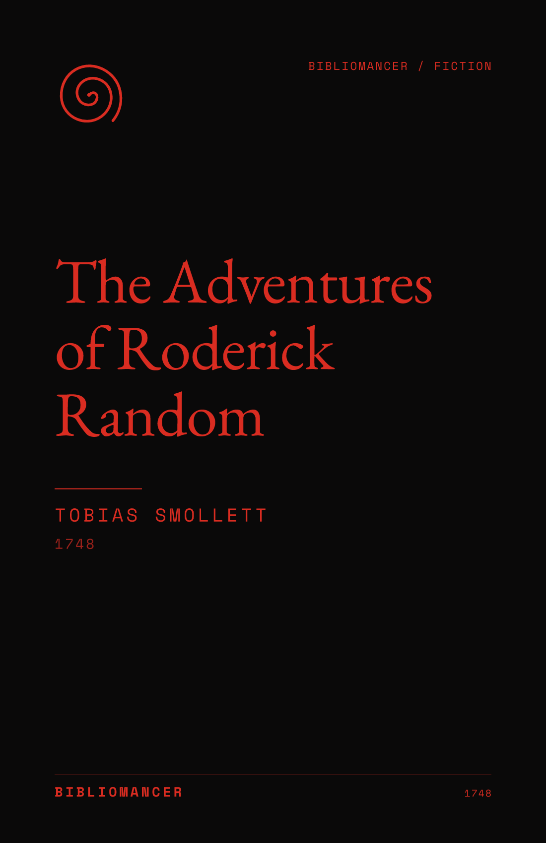 The Adventures of Roderick Random by T. Smollett — Bibliomancer edition cover