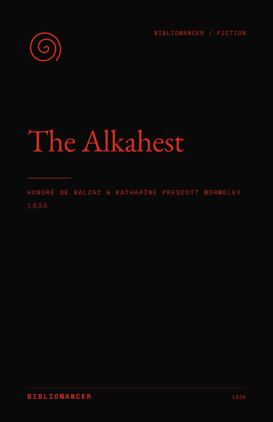 The Alkahest by Honoré de Balzac — Bibliomancer edition cover