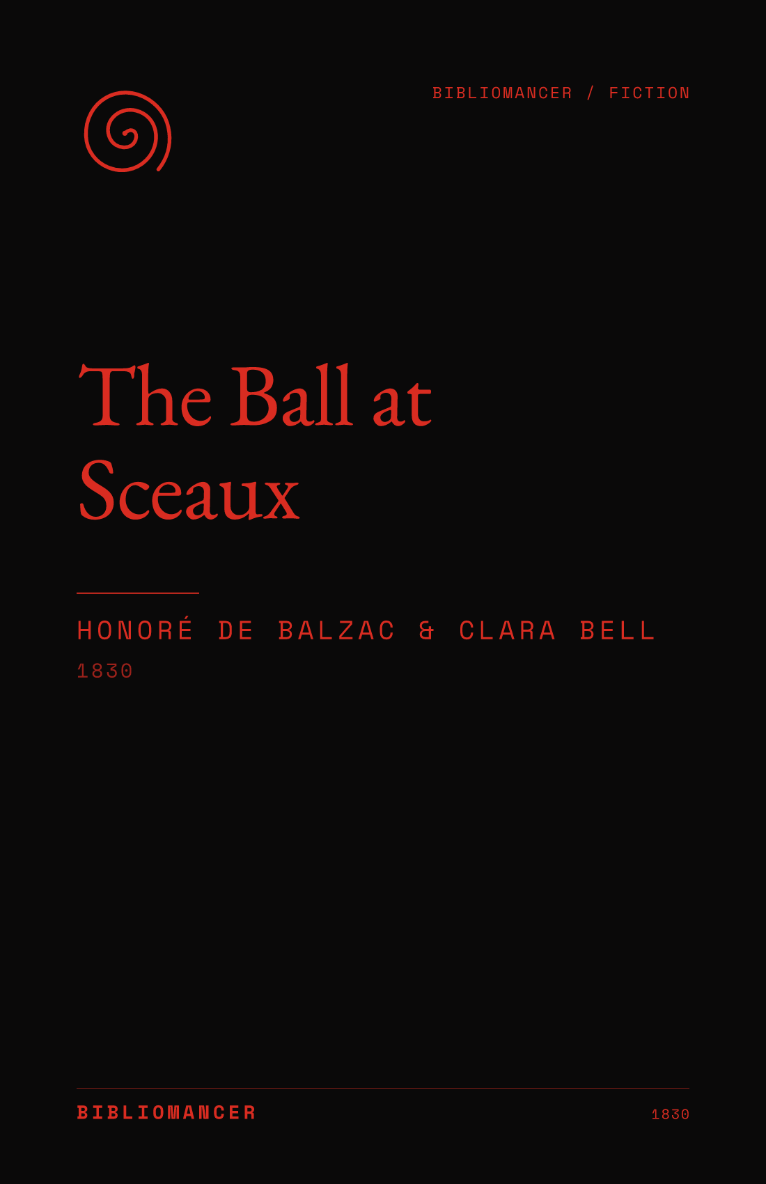 The Ball at Sceaux by Honoré de Balzac — Bibliomancer edition cover