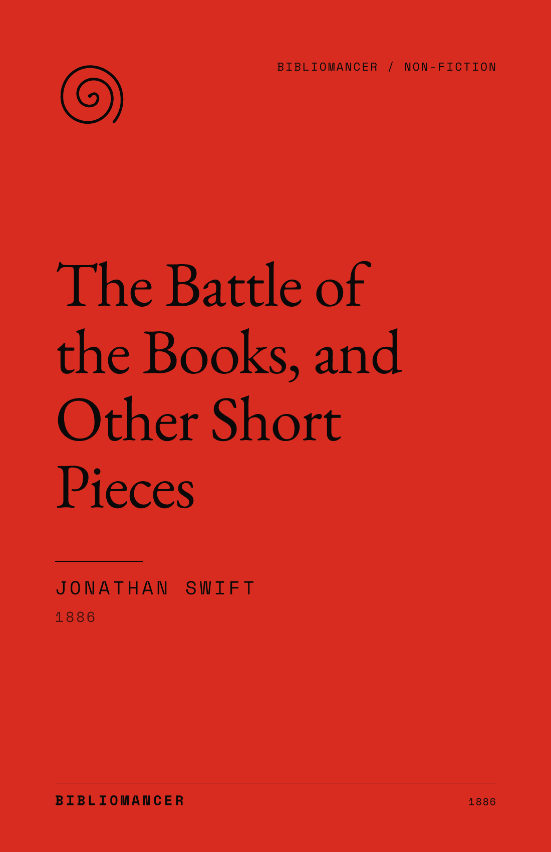 The Battle of the Books, and Other Short Pieces by Jonathan Swift — Bibliomancer edition cover