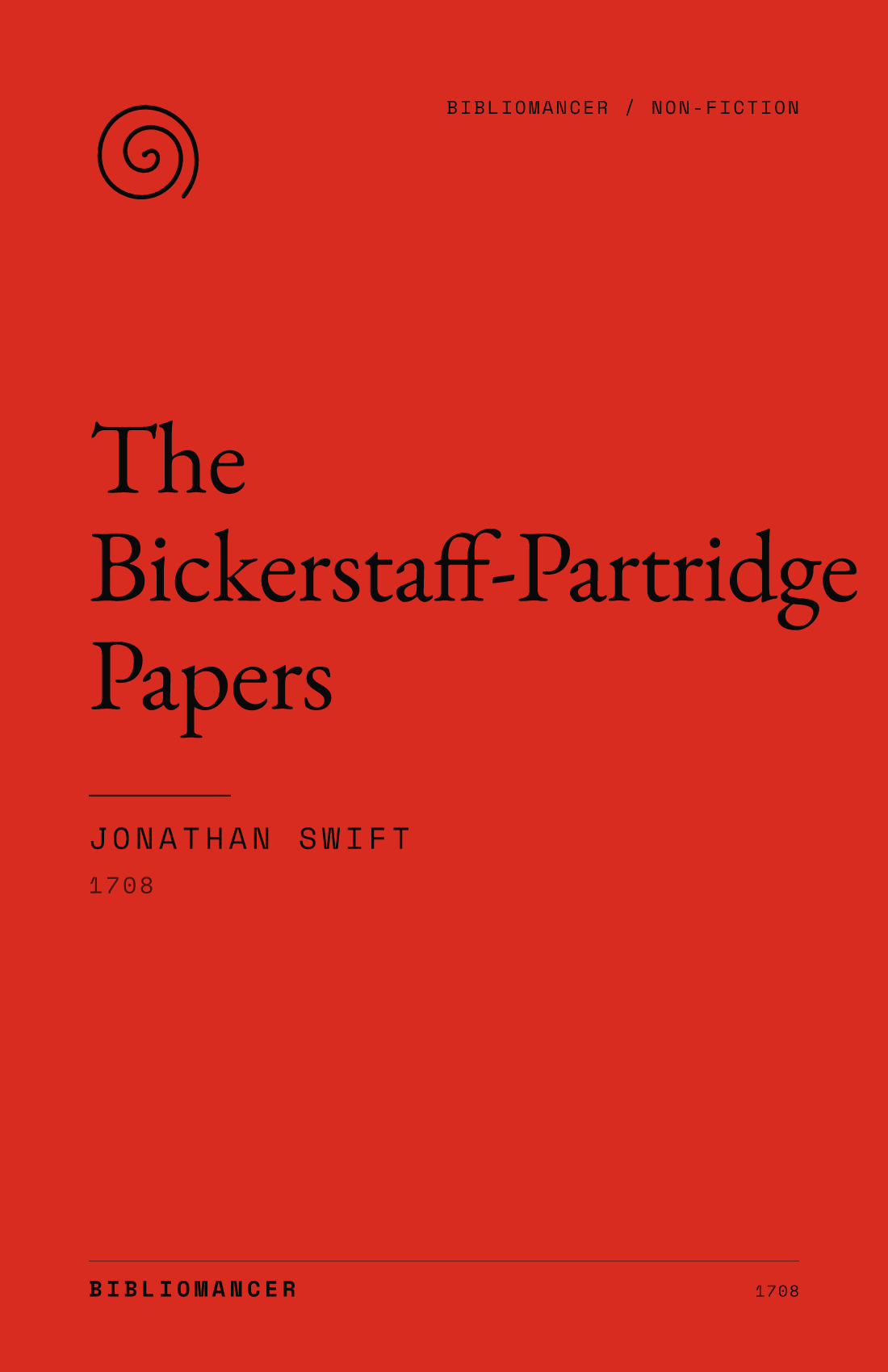 The Bickerstaff-Partridge Papers by Jonathan Swift — Bibliomancer edition cover