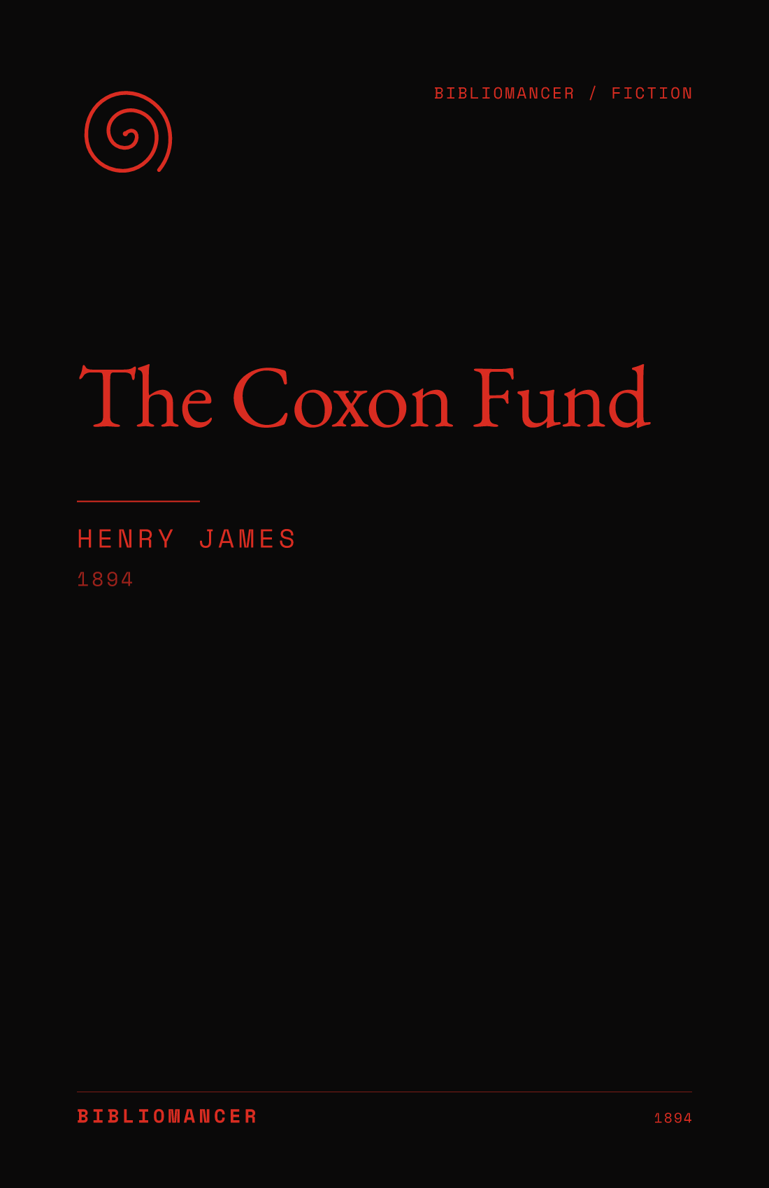 The Coxon Fund by Henry James — Bibliomancer edition cover