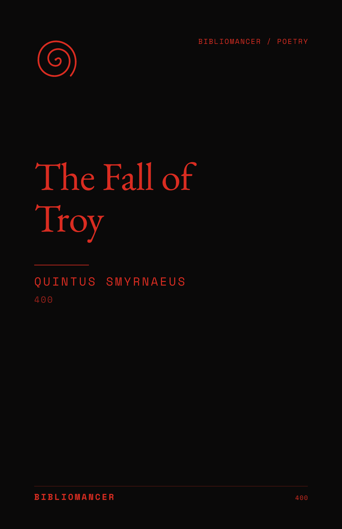 The Fall of Troy by Quintus Smyrnaeus — Bibliomancer edition cover