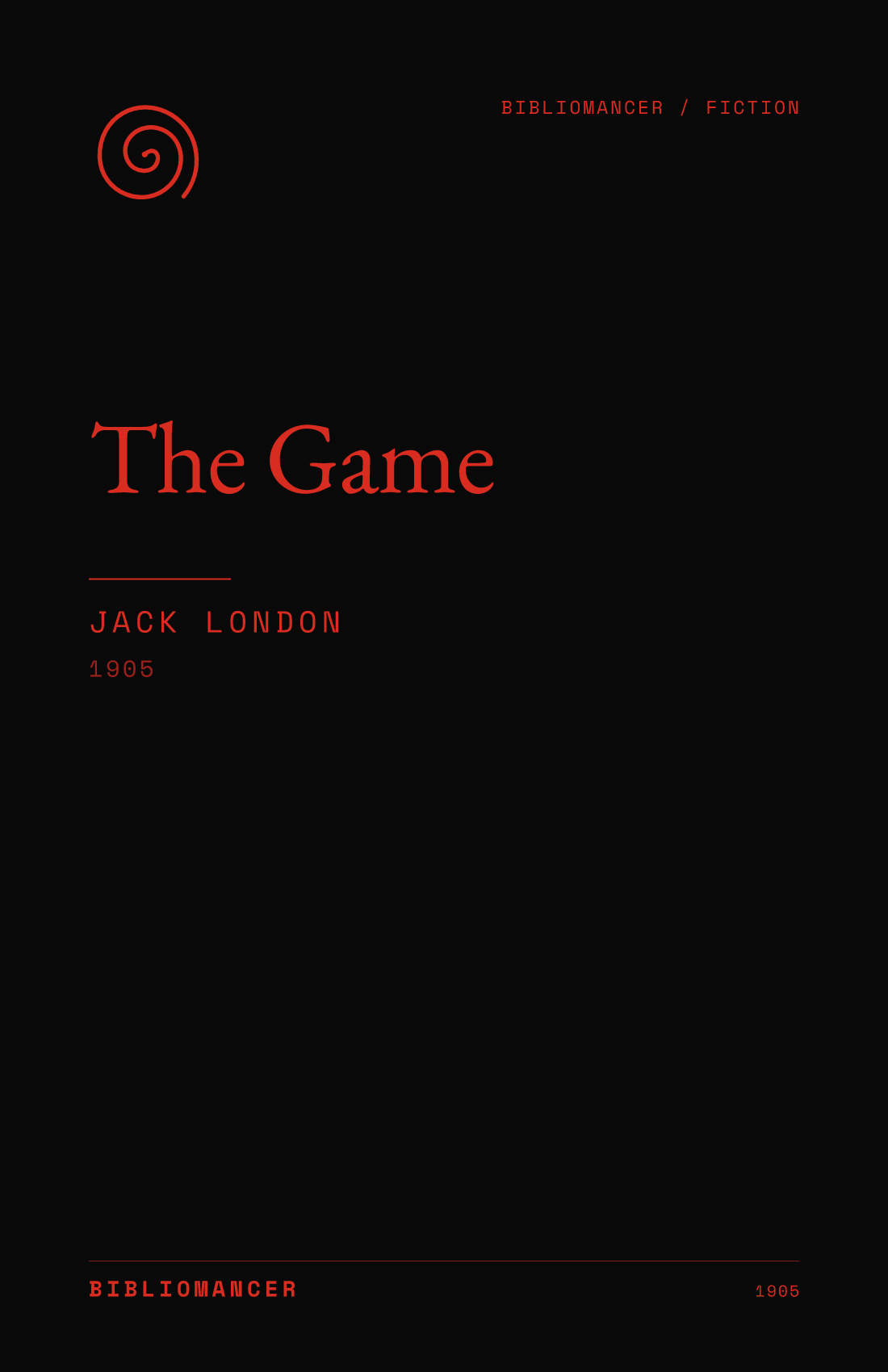 The Game by Jack London — Bibliomancer edition cover